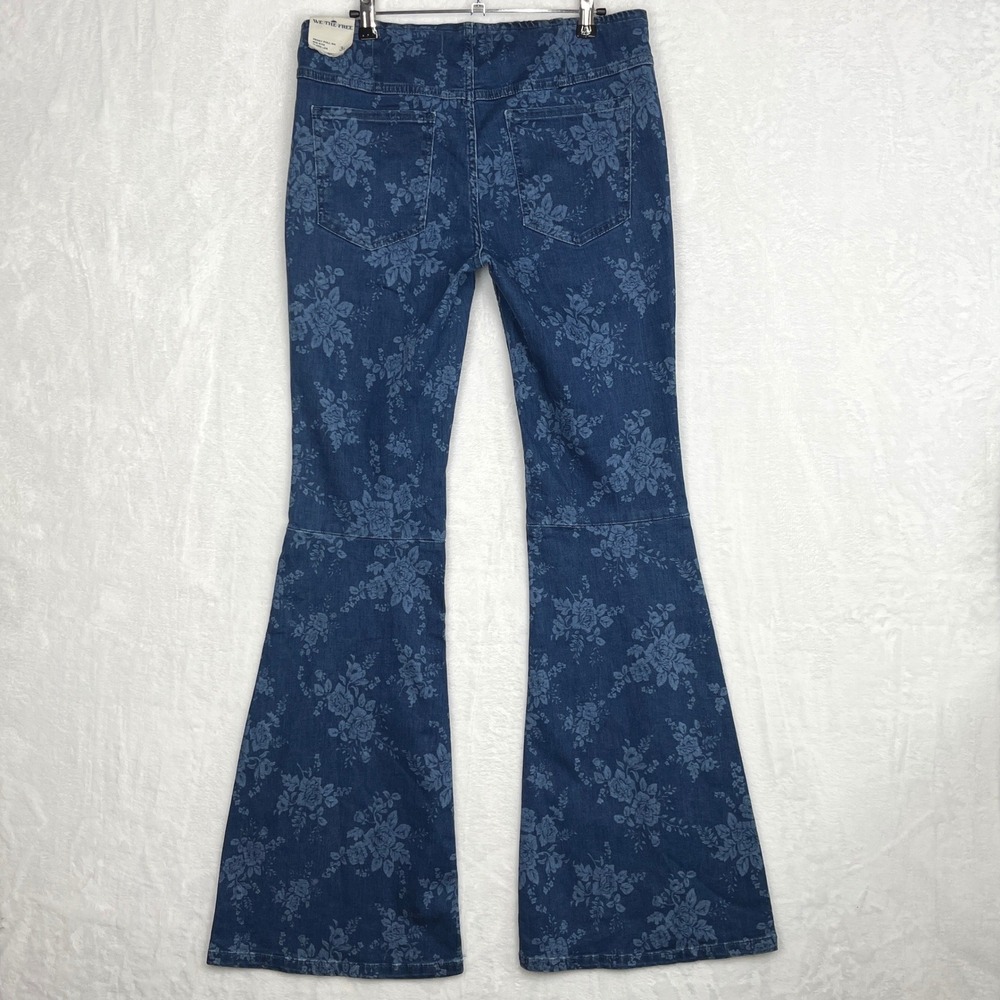 We The Free Blue Floral Denim Flare Jeans - Picture 3 of 15